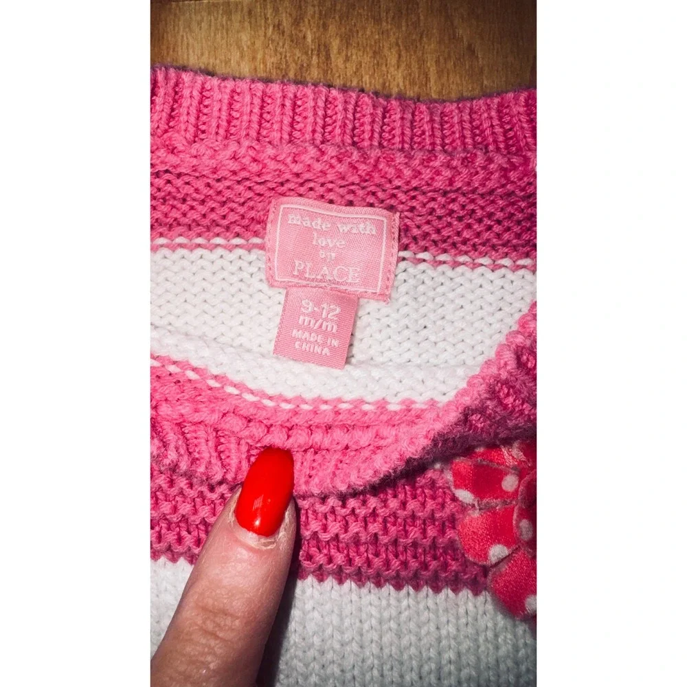 The Children's Place Baby Girl Sweater 9 12 Months‎ Pink White Stripe